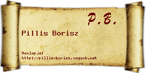 Pillis Borisz névjegykártya